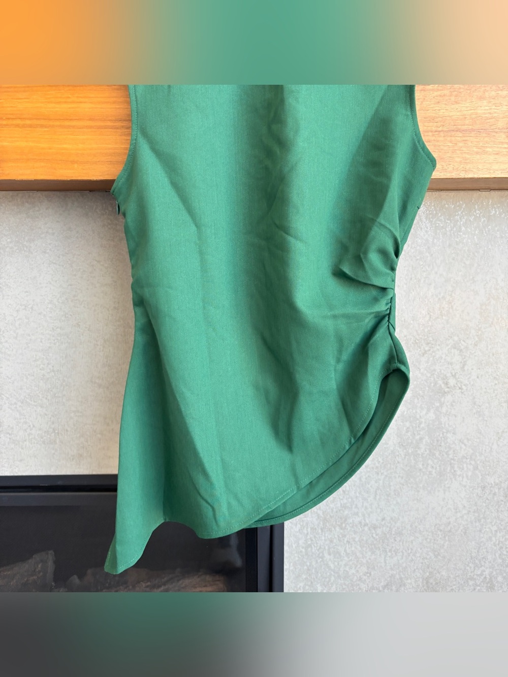 Commense Emerald Green Sleeveless Draped Waist Blouse - Picture 8 of 10